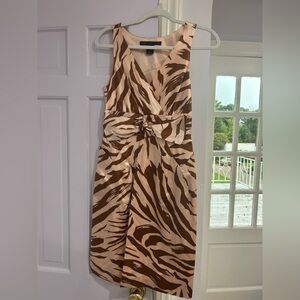Marc By Marc Jacobs Zebra Print Midi Dress in Brown and Cream